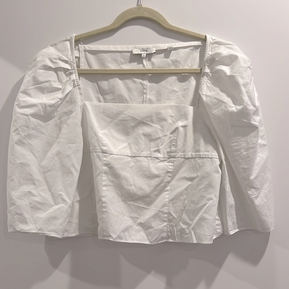 Vince square neck puff sleeve blouse white size 2